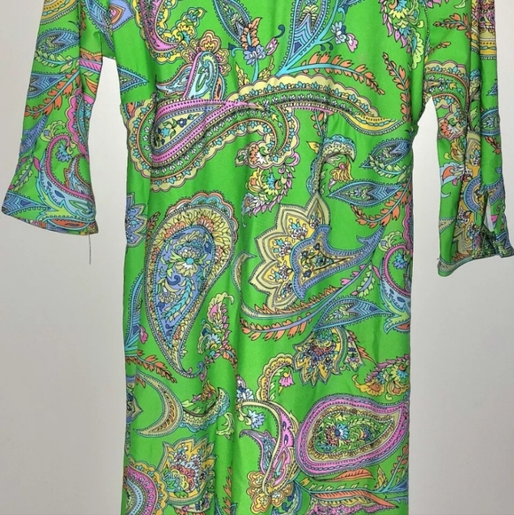 Fitted Upper, Criss Cross V neck, Vibrant Summer Dress Size L (12 - 14) - Picture 3 of 4